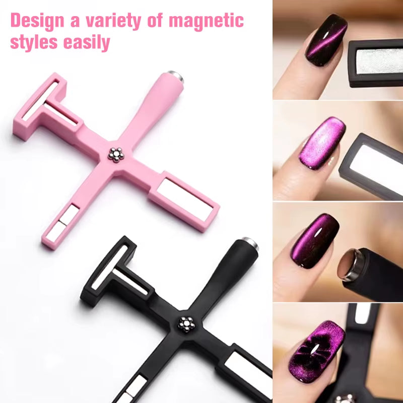 5 in 1 Nail Art Magnet Stick with Sleeve Cat Magnetic Gel for Nail Gel Polish Line Strip Multi-Function Magnet Board Nail Tool